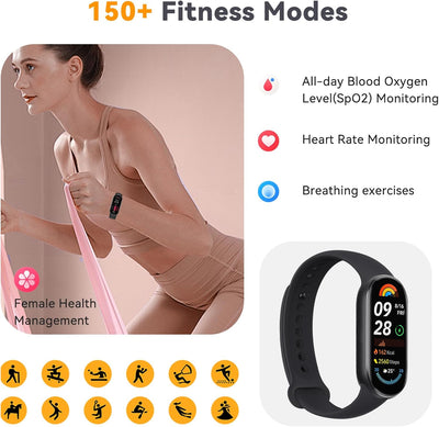 Mi Smart Band 9 Fitness Activity Tracker, Mi Band 9 Smartwatch 1.62''AMOLED Display, 60Hz Bildwieder