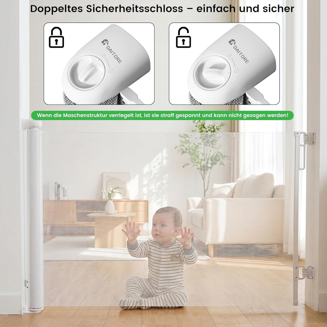 Treppenschutzgitter Ausziehbar 0-140 cm, Baby Absperrgitter Kinderschutzgitter, Türschutzgitter für