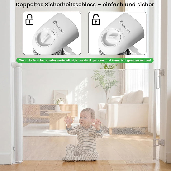 Treppenschutzgitter Ausziehbar 0-140 cm, Baby Absperrgitter Kinderschutzgitter, Türschutzgitter für