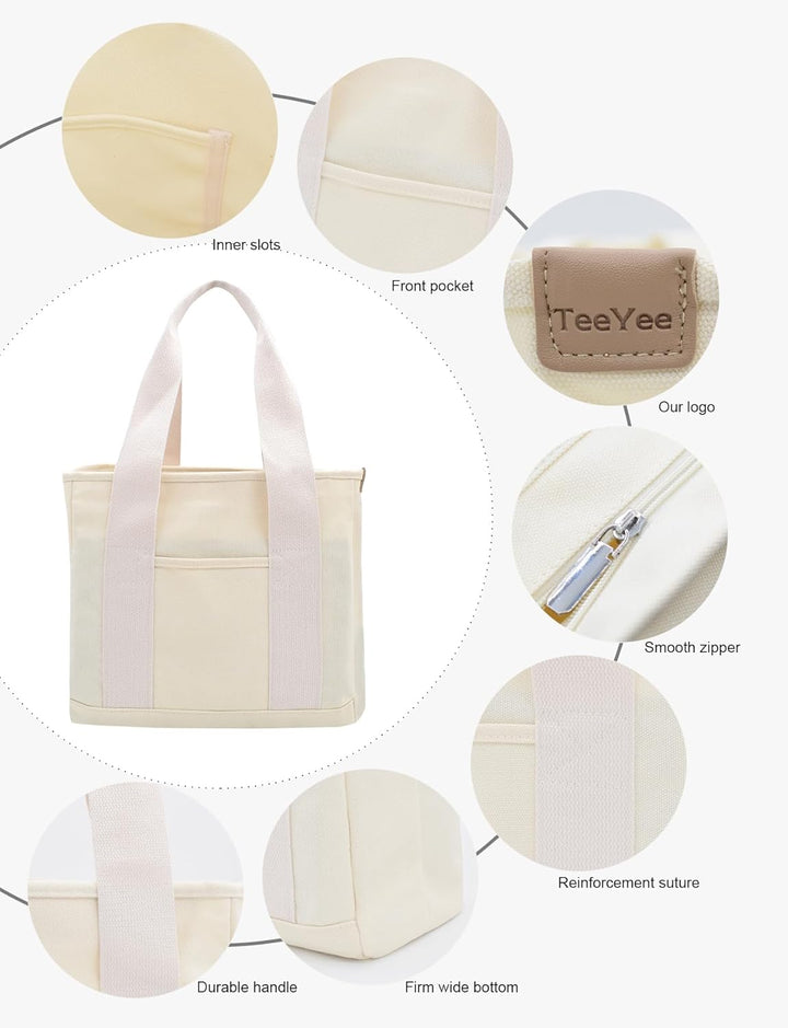 Damen Mittelgross Handtasche Canvas Satchel Tote Bag Schultertasche Shopper für Bücher Alltag Arbeit