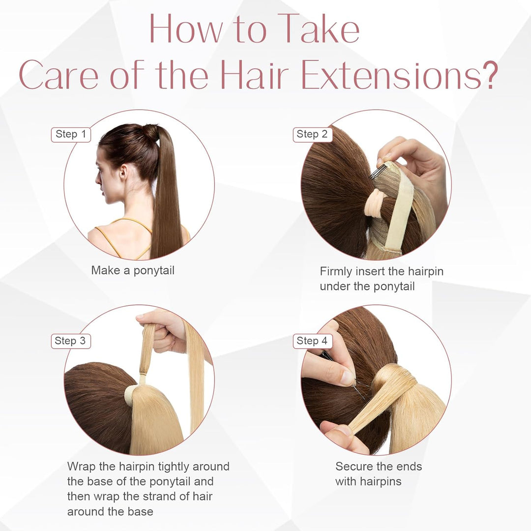 S-noilite Zopf Echthaar Extensions Wrap Around Ponytail Extensions Echthaar Pferdeschwanz Haarverlän