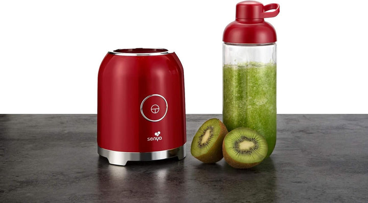 Senya Standmixer Smoothie mit 2 tragbaren Flaschen, Rot, Juicy Delight 250 W, 6 Klingen aus Edelstah