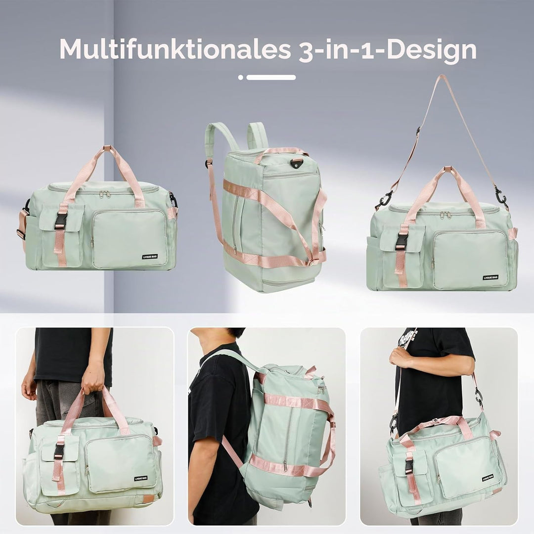 Cozary Sporttasche für Herren & Damen - 42L grosse Reisetasche Wasserdichtes Oxford-Gewebe - 3-in-1