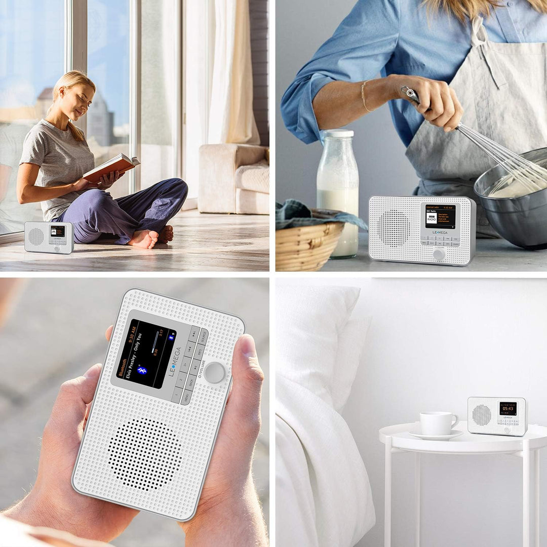 LEMEGA IR1 Tragbares WiFi Internetradio,DAB/DAB+/FM Digitalradio,Bluetooth,Doppelwecker,Schlaf-Snooz