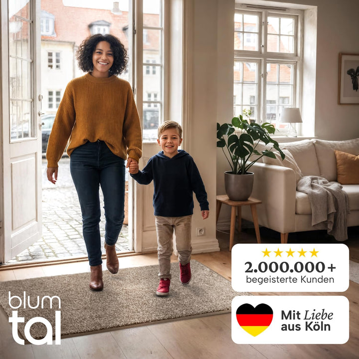 Blumtal Fussmatte 50x80 cm - Mikrofaser Schmutzfangmatte mit wasserdichter TPR-Rückseite - rutschfes