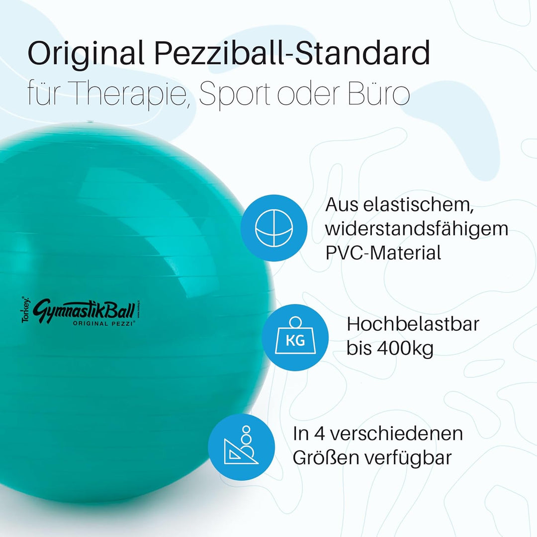 PEZZI - Gymnastikball Original Pezziball Standard 42-75cm Ø – Sitzball für Therapie, Sport & Büro -
