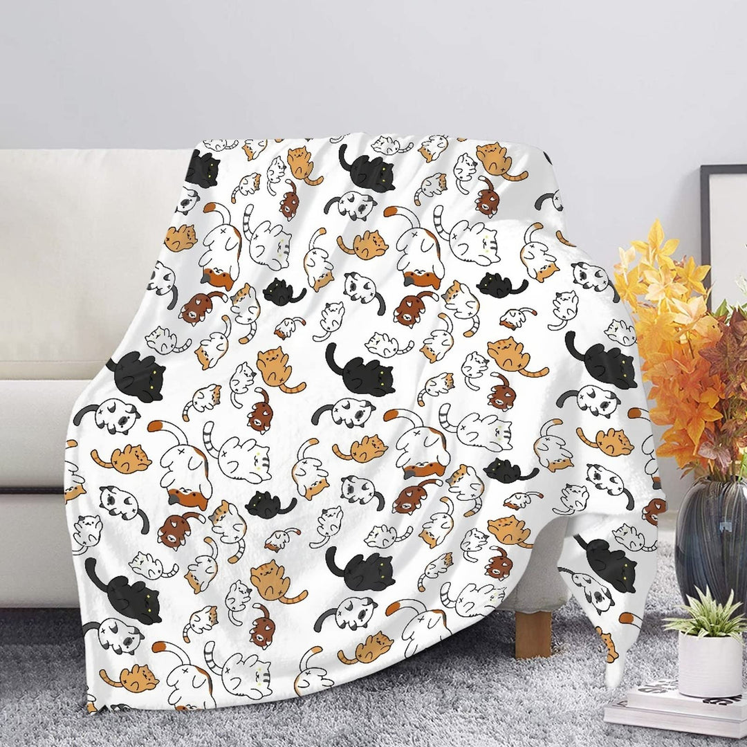 Niedliche Katzen-Kätzchen-Kinderdecke, Cartoon-Tiere, Bettwäsche für Mädchen, weiss, warm, Korallen-