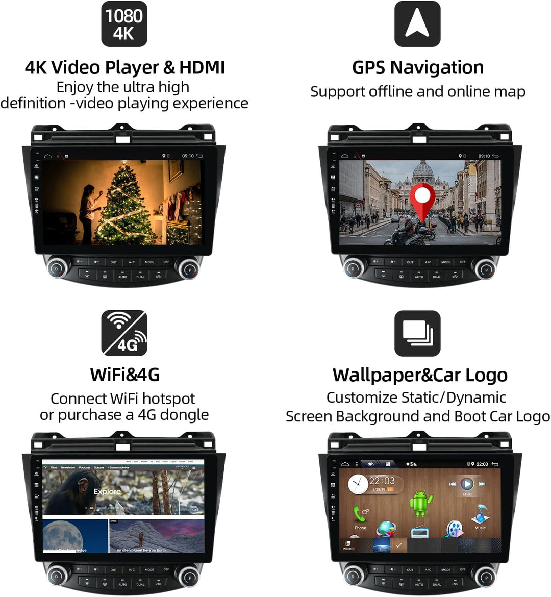 PX6 Android 12 IPS Autoradio Passt für Honda Accord 7th (2002-2007) - 4G+64G - RückfahrKamera KOSTEN