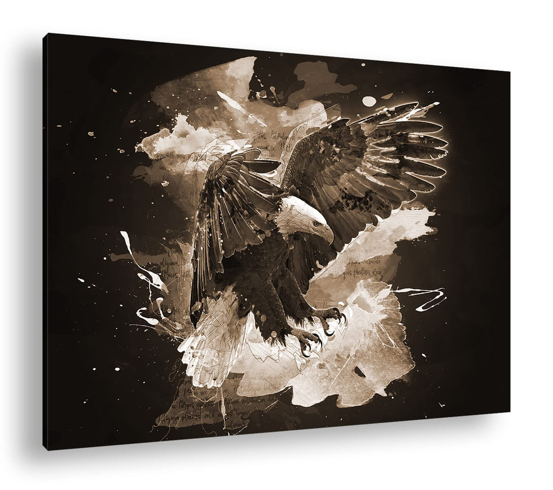 deyoli anmutiger Adler Effekt: Sepia Format: 80x60 als Leinwandbild, Motiv fertig gerahmt auf Echtho