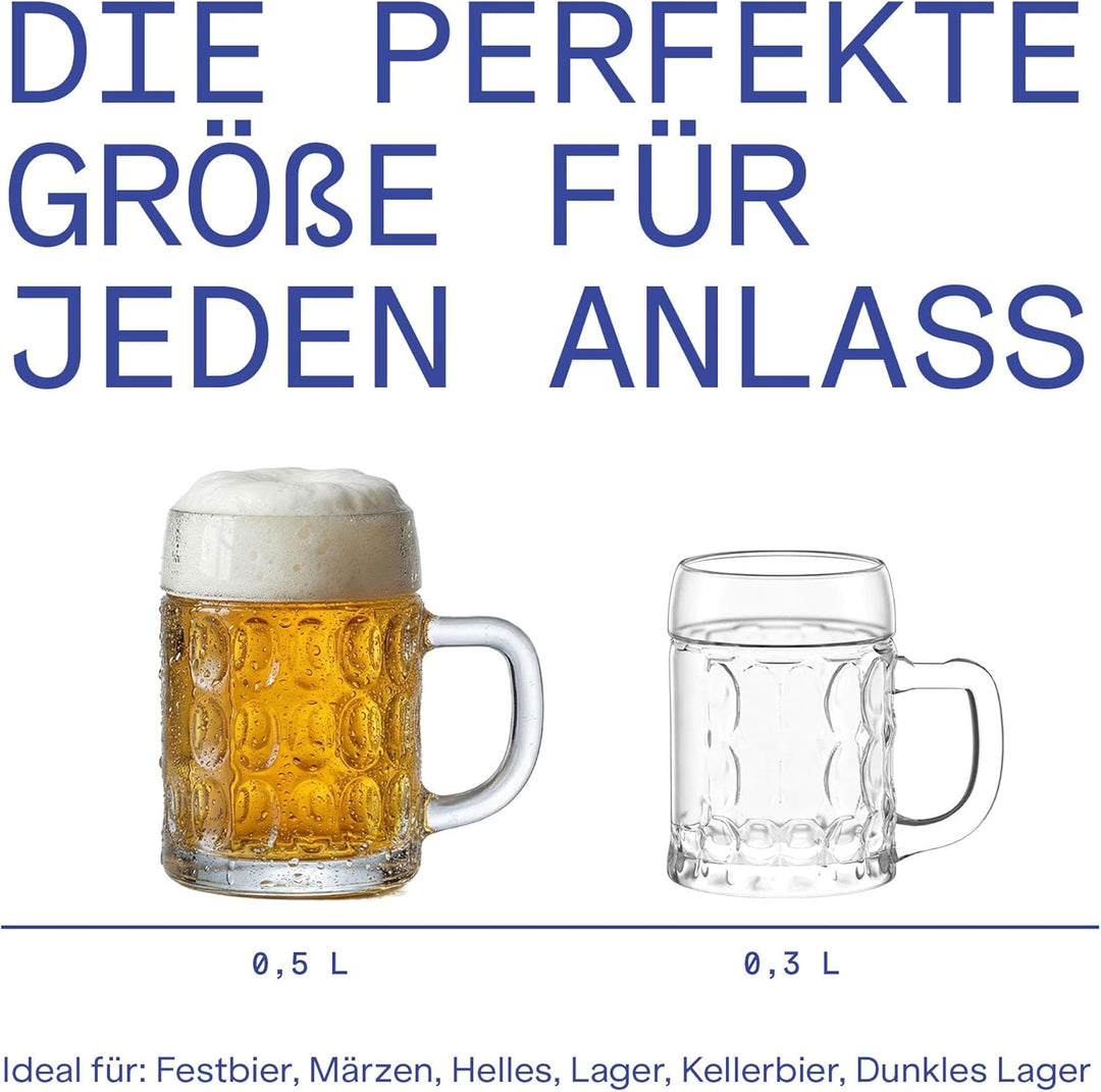 Stölzle Lausitz Bierkrug Kaiser / 6er Set Bierkrüge 0,5 Liter/Stabiler Bier Krug/Biergläser 0,5 Lite