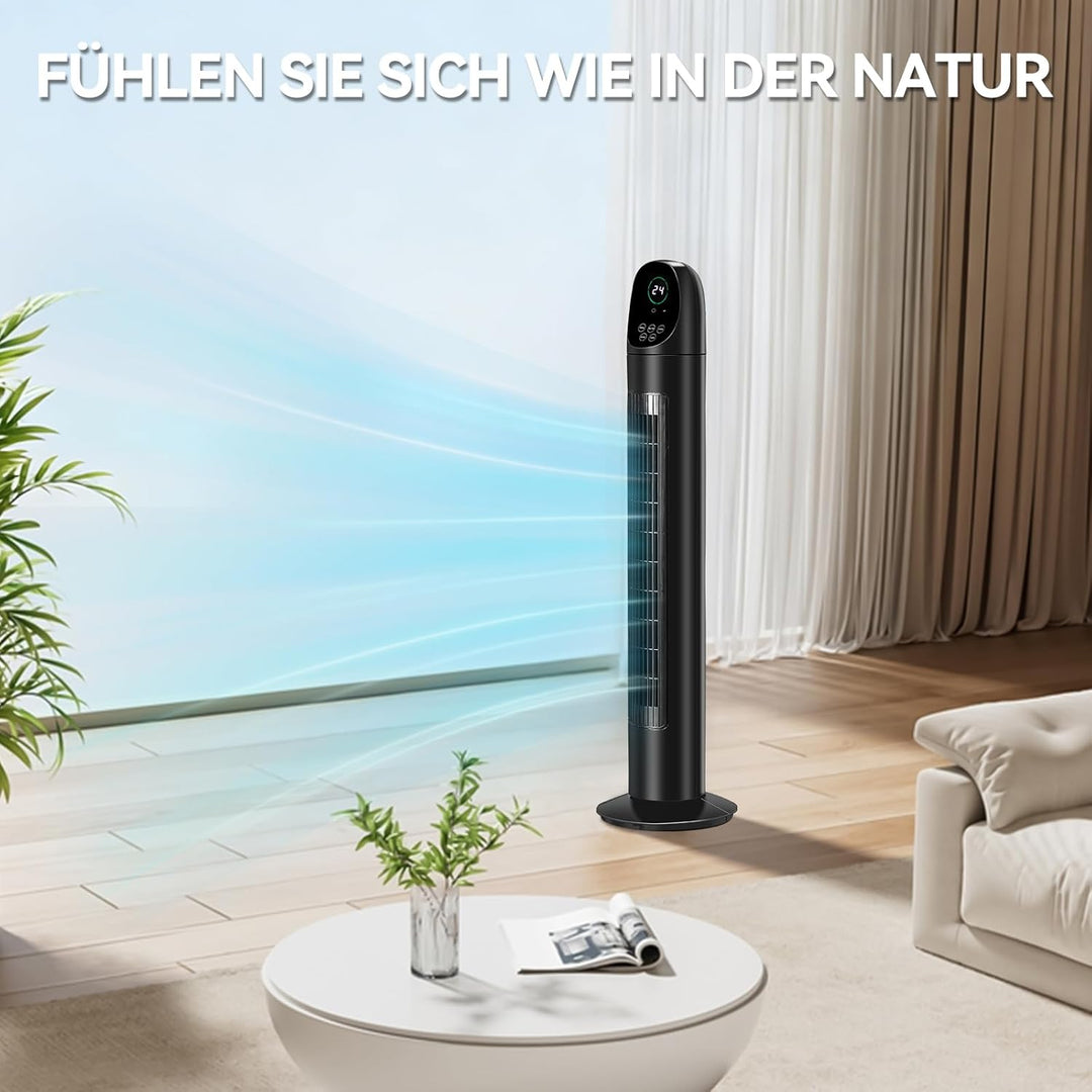 LEADZM Turmventilator mit Fernbedienung,Schwenkbarer Turm 87 cm,Säulenventilator leiser Schlafmodus,