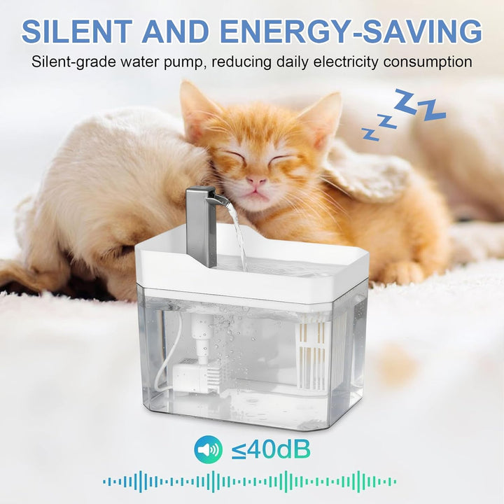 Katzenbrunnen 1.5L - Extrem Leiser Trinkbrunnen für Katzen mit Professionellem Filtersystem und USB-