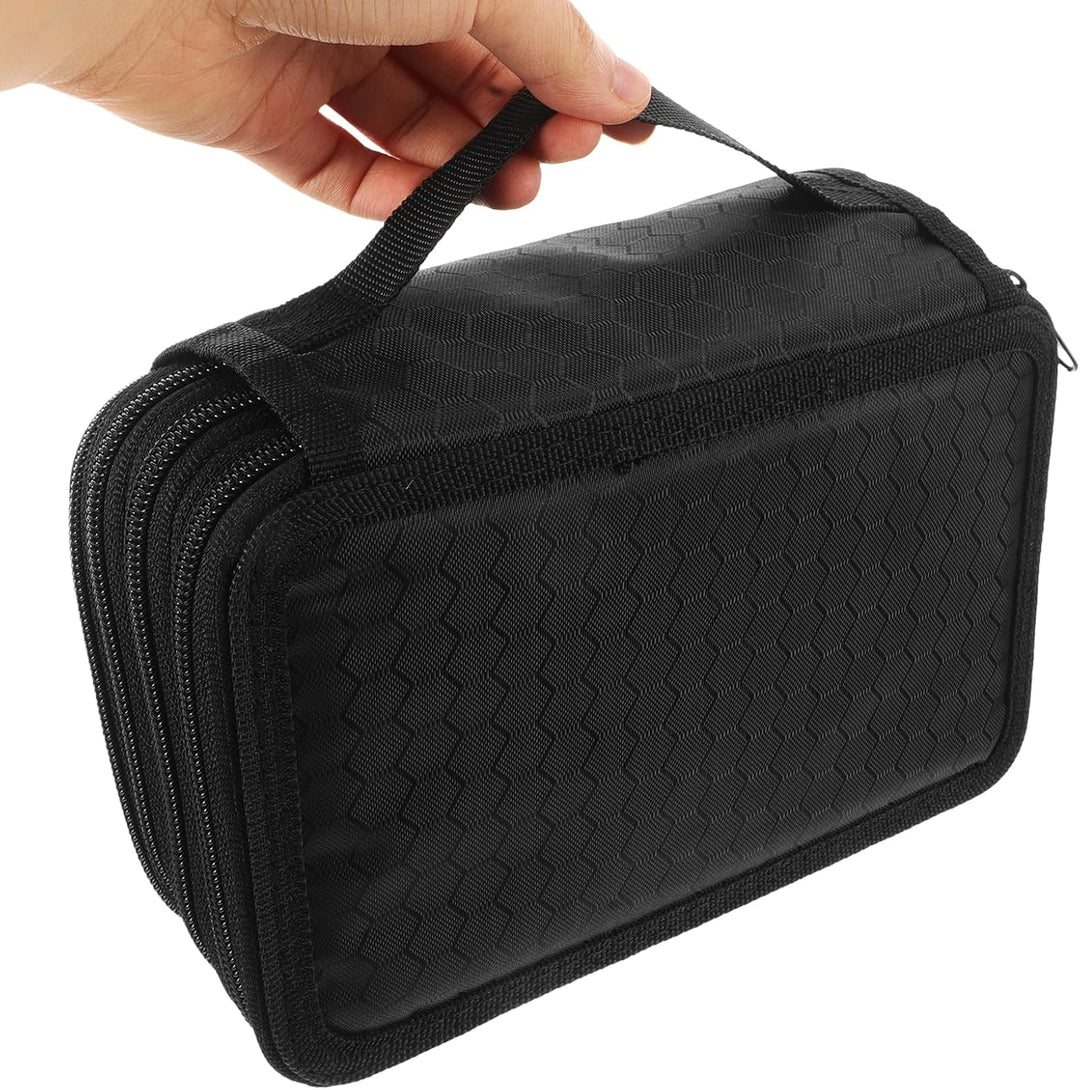 NUOLUX 72-Hole Pencil Bag Black Federmäppchen Mäppchen 4-Fach Stifte Organizer FüR Schule BüRo Und R
