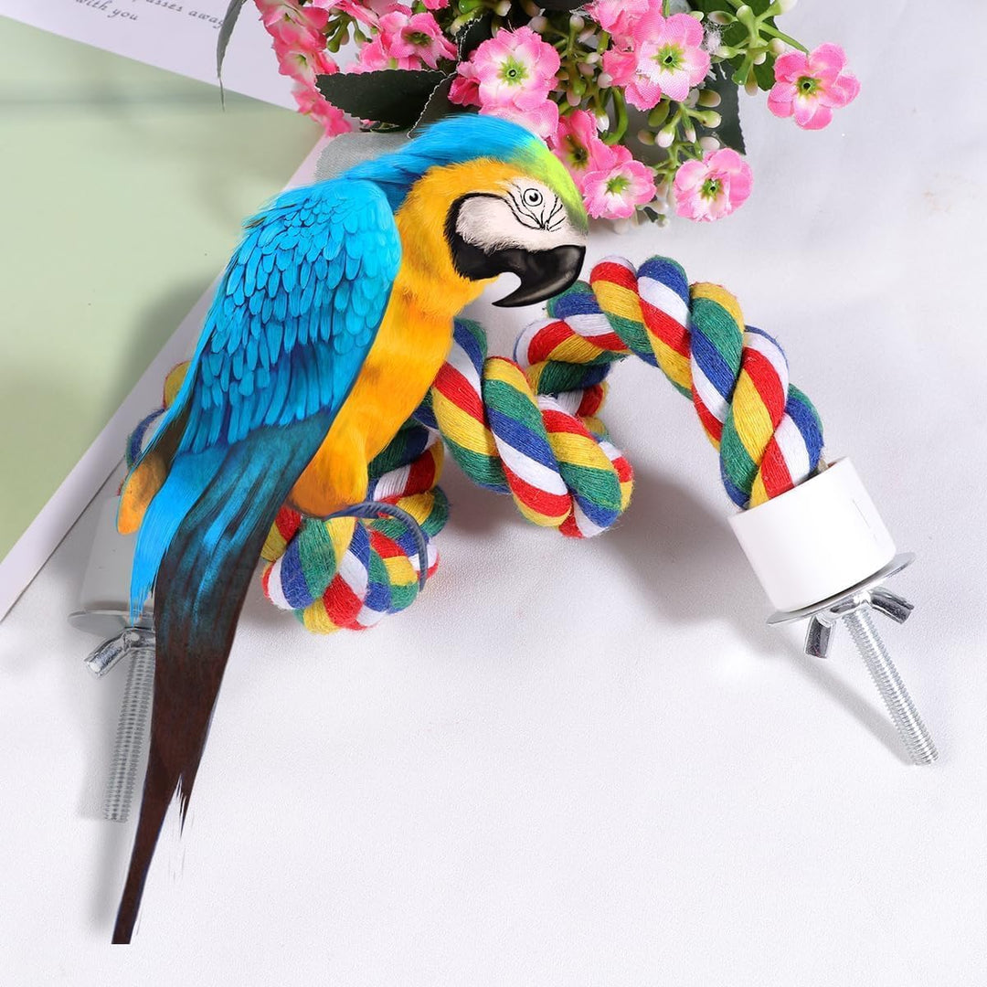 2Pcs Birds Cotton Rope Bunt gefärbte Bird Rope Barsche Handgefertigte Kauspielzeug Papagei Schaukeln