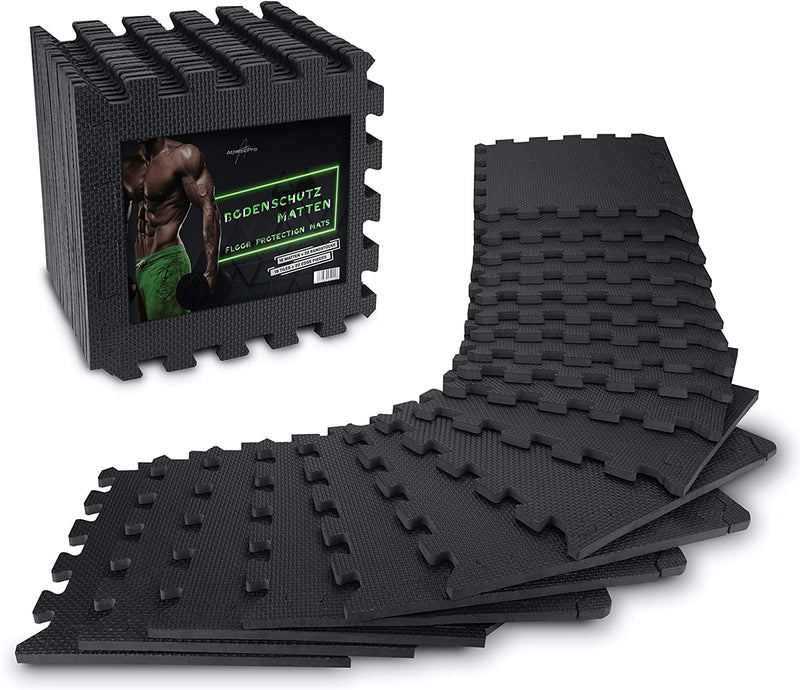 AthleticPro Bodenschutzmatte Fitness [31x31cm] - 18 extra Dicke Bodenmatten [20% mehr Schutz] - ruts