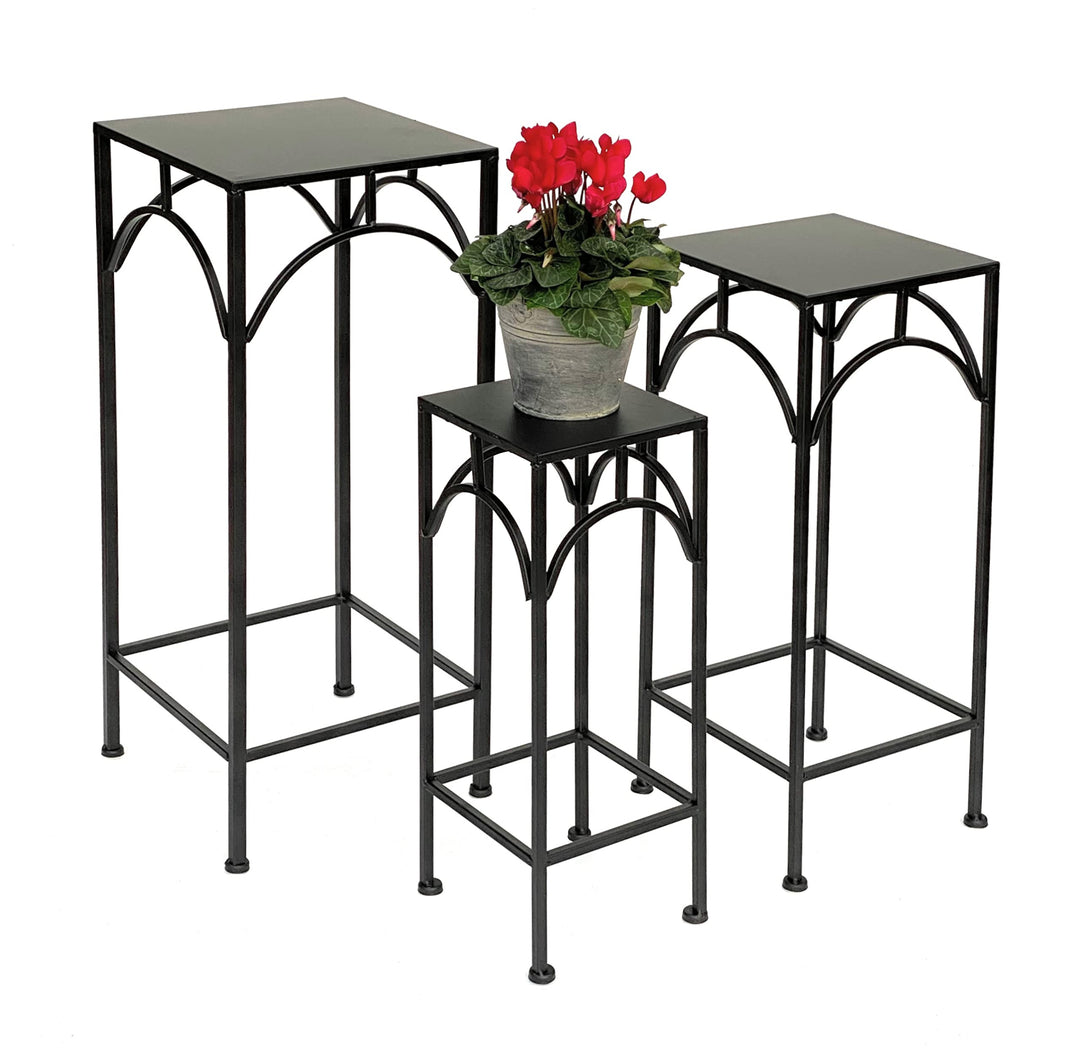 DanDiBo Blumenhocker Metall Schwarz Eckig 50 - 70 cm Blumenständer 96132 3er Set Beistelltisch Blume