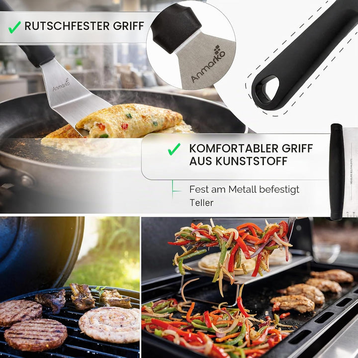 Exklusives Grillwender Set aus hochwertigem Edelstahl - BBQ Grillset in erstklassiger Qualität für H