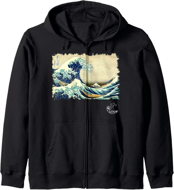 Berühmte Klassische Japanische Kunst Die Grosse Welle Hokusai Kapuzenjacke