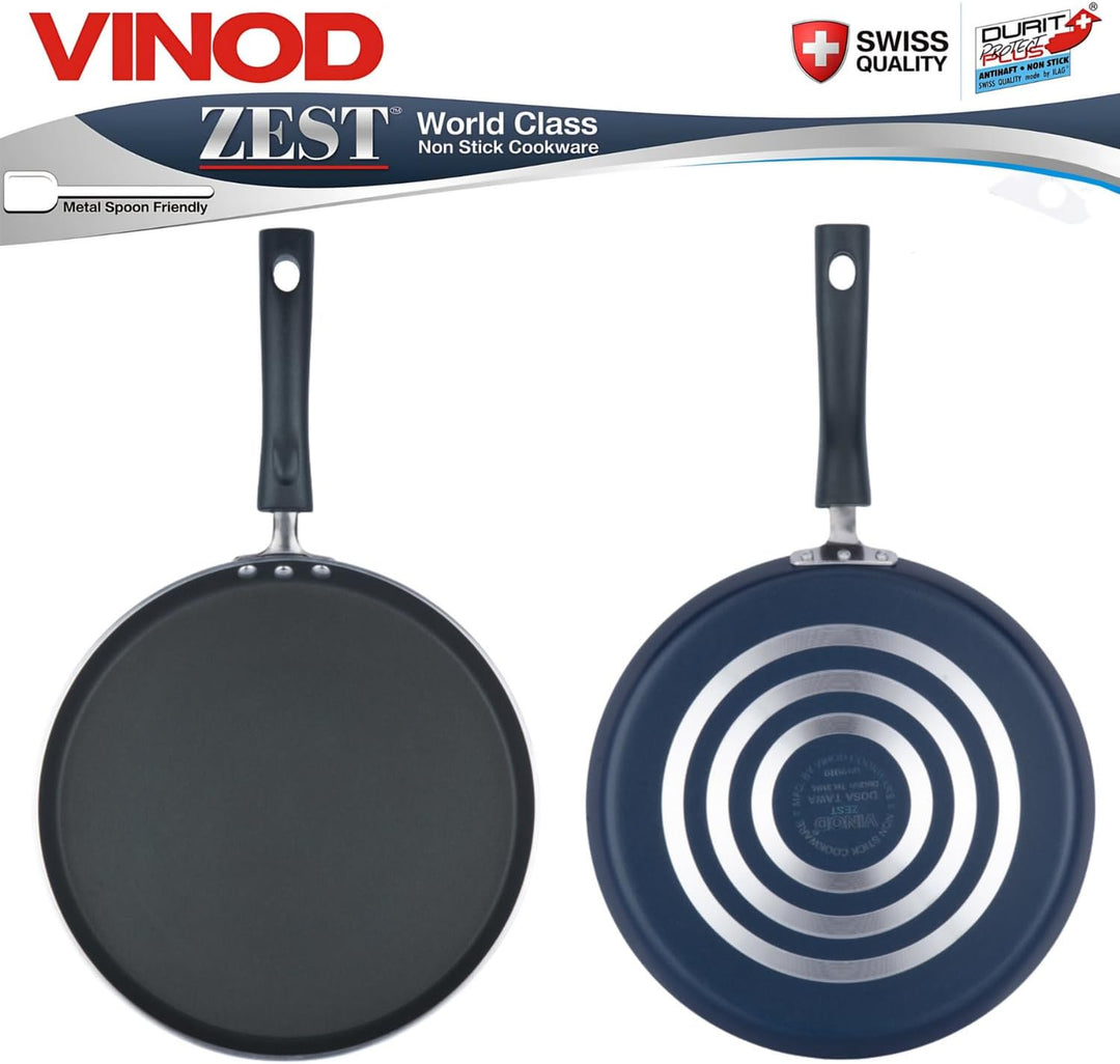 Vinod sein Zest- und flach Dosa Tawa/Grillpfanne, 25,4 cm schwarz 10", 10"