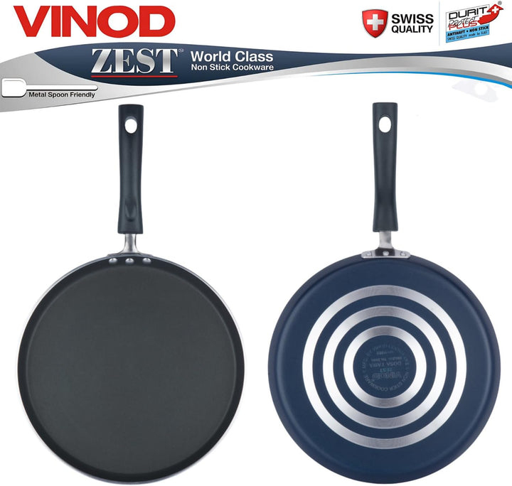 Vinod sein Zest- und flach Dosa Tawa/Grillpfanne, 25,4 cm schwarz 10", 10"