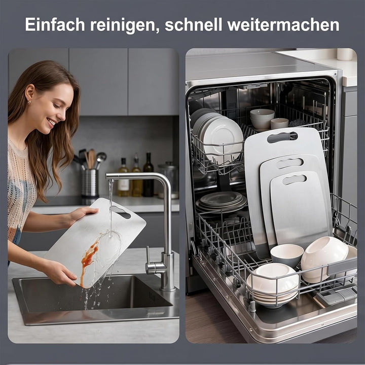 2026 Titan Schneidebretter 3er Set, Hitzebeständig, pflegeleicht und langlebig, für Fleisch, Gemüse,