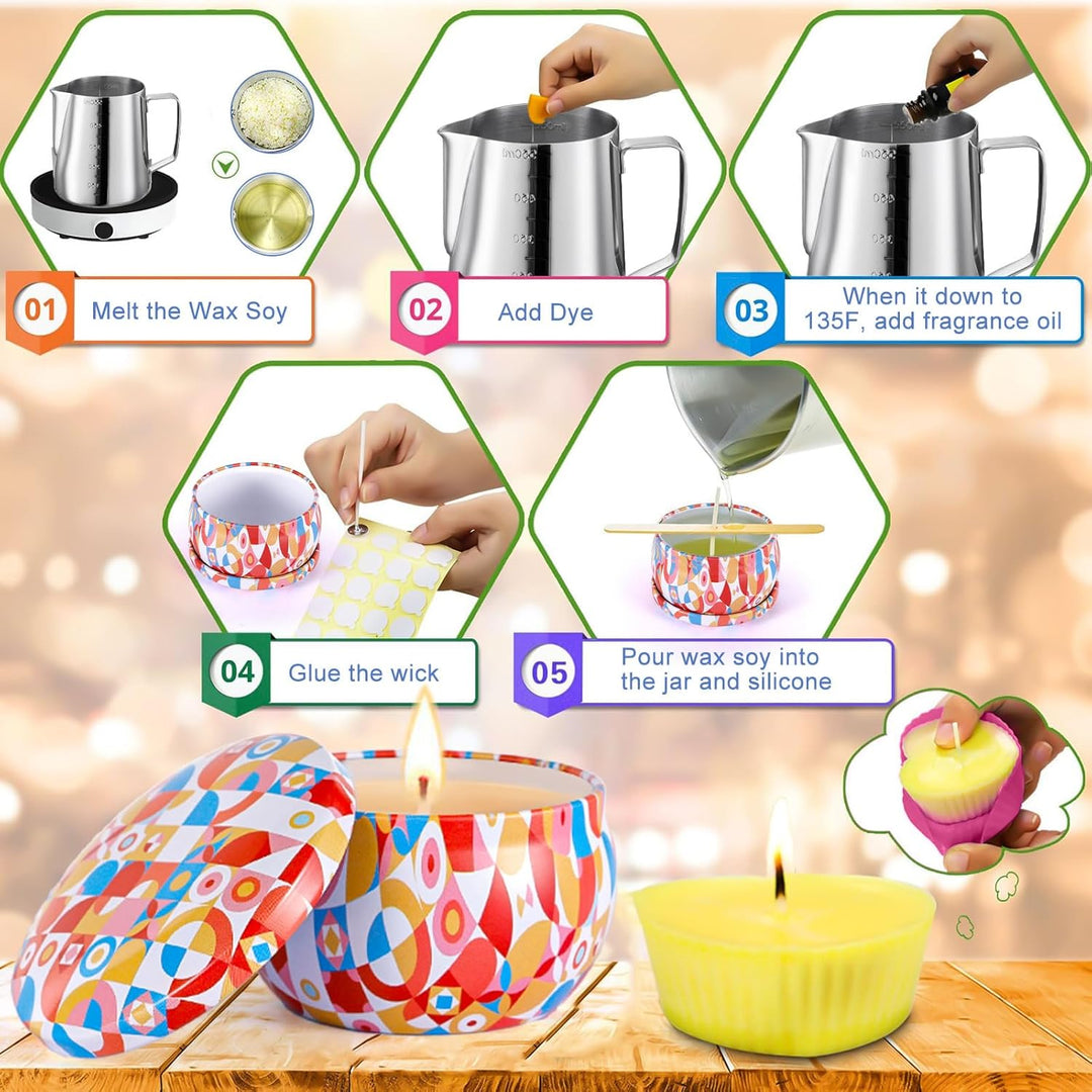 Kerzen Selber Machen Set, DIY Kerzenherstellung Kit für Erwachsene Anfänger Kinder, Candle Making Ki