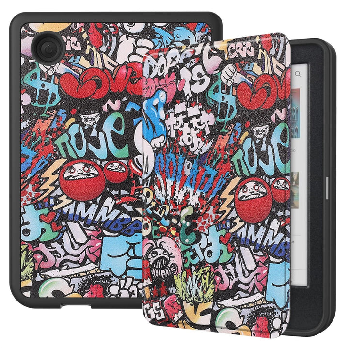 GIOPUEY Hülle Kompatibel mit Kobo Clara Colour/Clara BW, Flip Case, PU Leder + Weiches TPU Hülle, Au