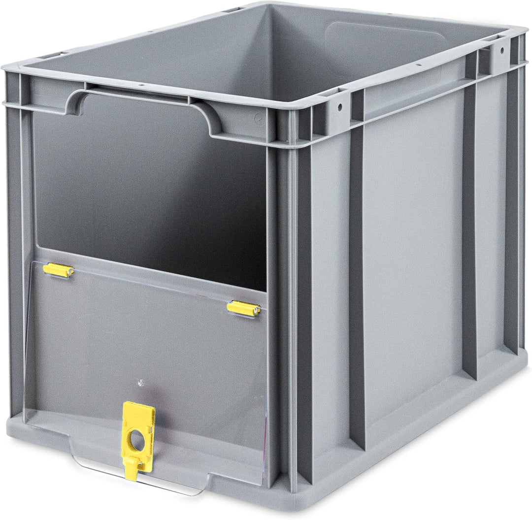 aidB Eurobox NextGen Insight Cover gelb, 400x300x320 mm, Cover hoch, robuste Regalbox mit Entnahmeöf