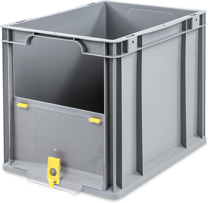 aidB Eurobox NextGen Insight Cover gelb, 400x300x320 mm, Cover hoch, robuste Regalbox mit Entnahmeöf