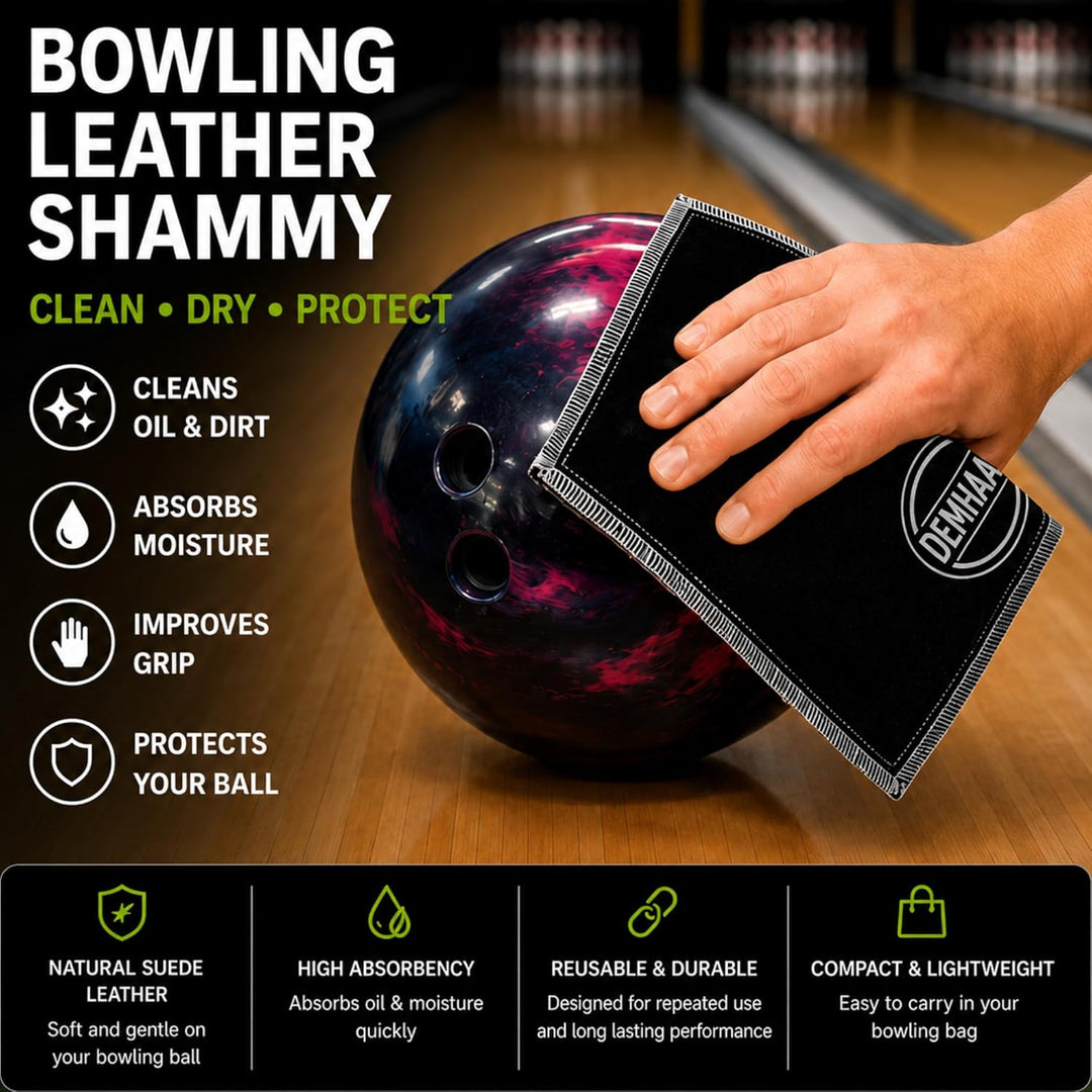 Bowling Leder Shammy Beidseitig Echtleder – Hochsaugfähiges Reinigungstuch für Bowlingkugeln – Entfe