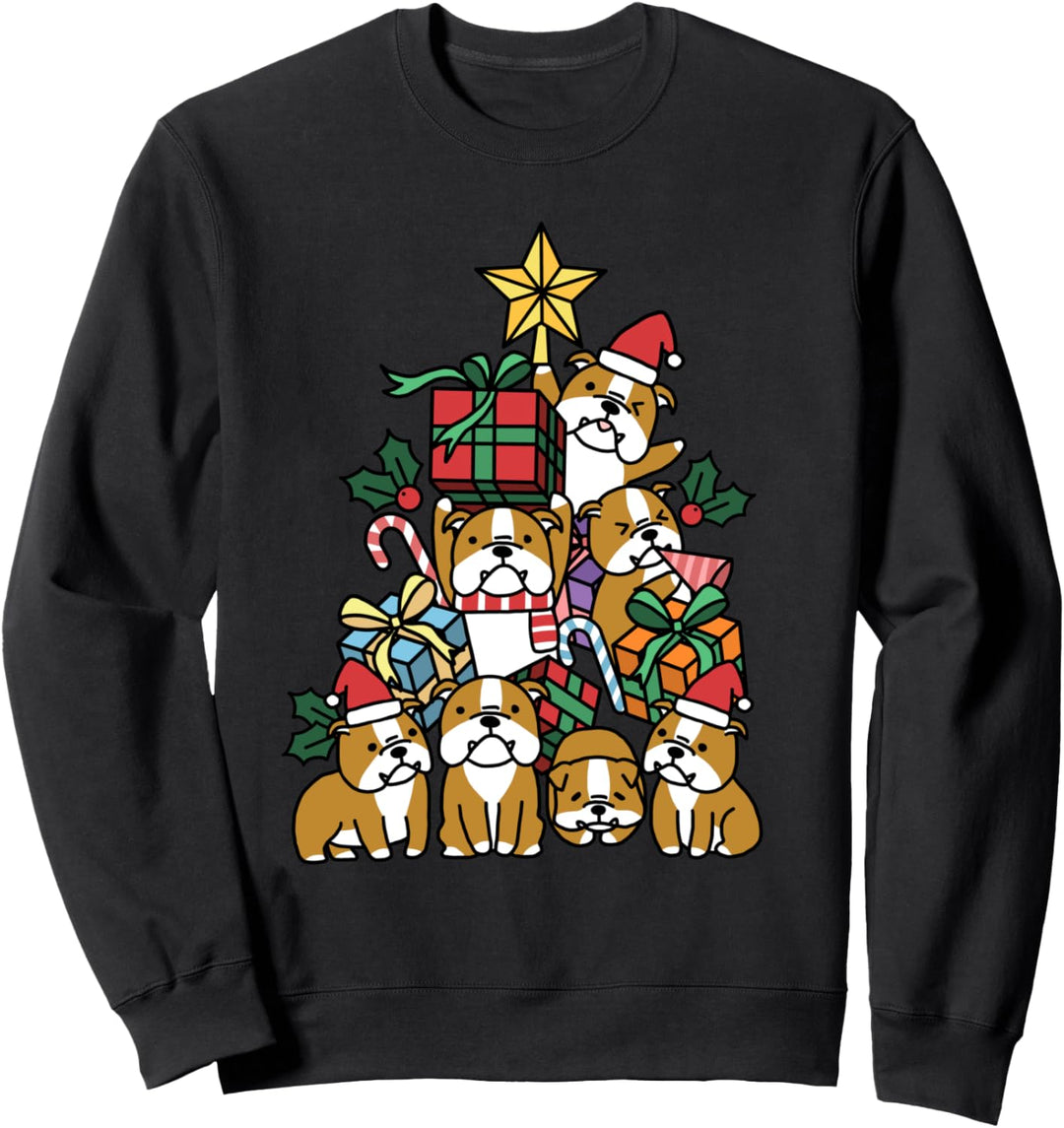 Weihnachtsbaum Englische Bulldogge Hund Sweatshirt