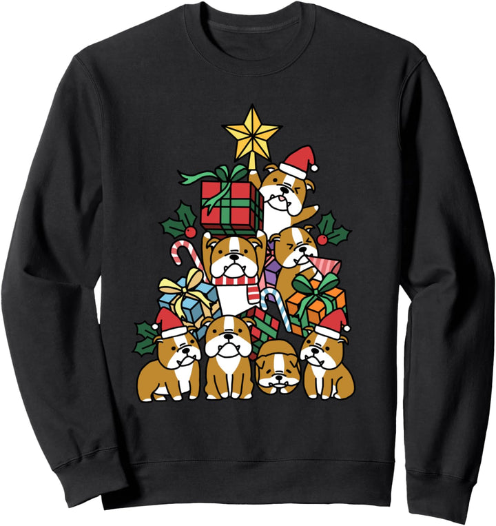 Weihnachtsbaum Englische Bulldogge Hund Sweatshirt