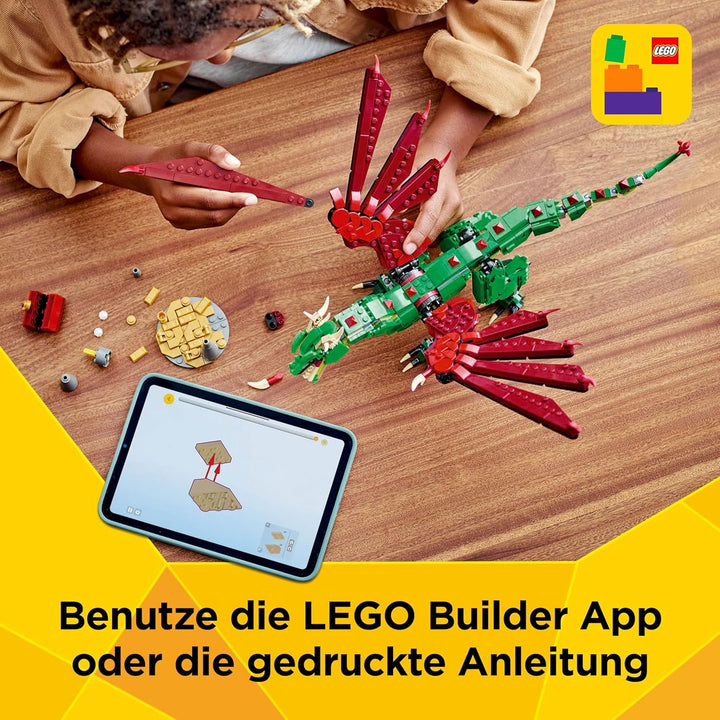 LEGO Creator 3in1 Grüner Drache - Spielzeug - Umbaubar in Spielzeug Seeschlange oder Phönix Figur -