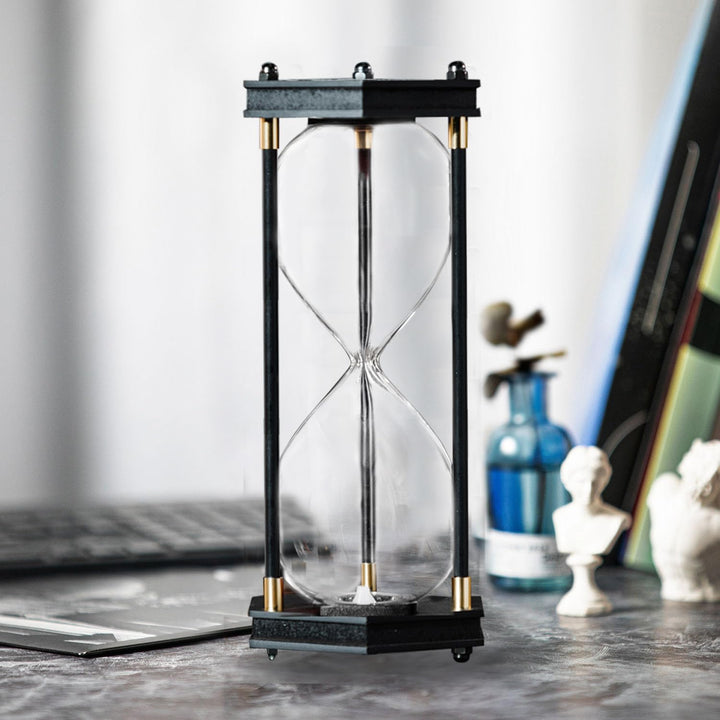 Befüllbare Sanduhr, sechseckiger Holzrahmen, dekorative Sanduhr (leere Sanduhr, grosse Grösse)