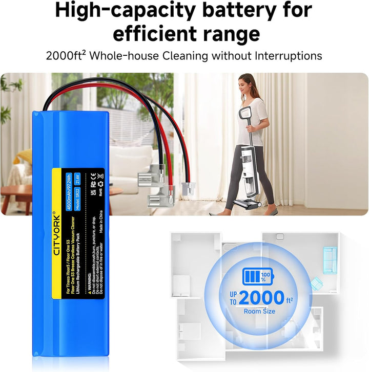 CITYORK 21,6V 4500mAh Ersatz Akku kompatibel mit Tineco iFloor3, Floor One S3, Floor One S3 Breeze C