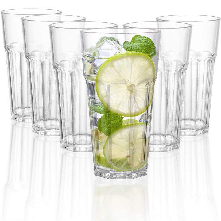 Tebery 6 Stück 400ml Acryl Kunststoff Tumbler Tassen, 14oz Trinkgläser Wassergläser, wiederverwendba