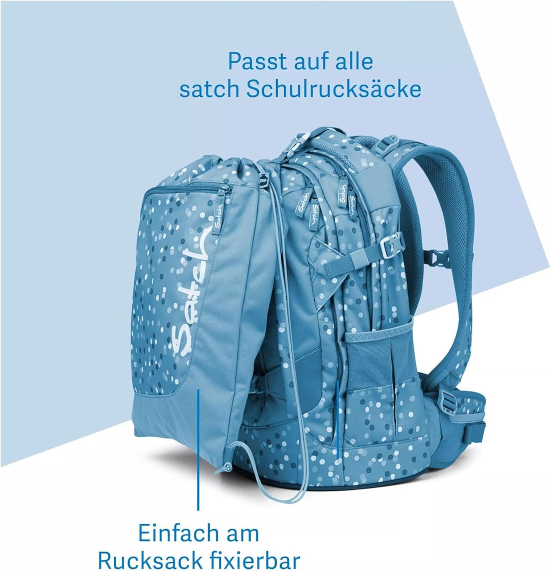 Satch Sportbeutel Turnbeutel für Mädchen und Jungen mit Reissverschlussfach, 12 Liter, am Satch Ruck