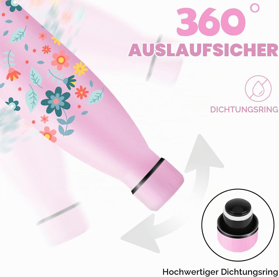 HoneyHolly Edelstahl Trinkflasche, 500ml BPA-frei, Thermosflasche, Isolierflasche Doppelwandige, Was