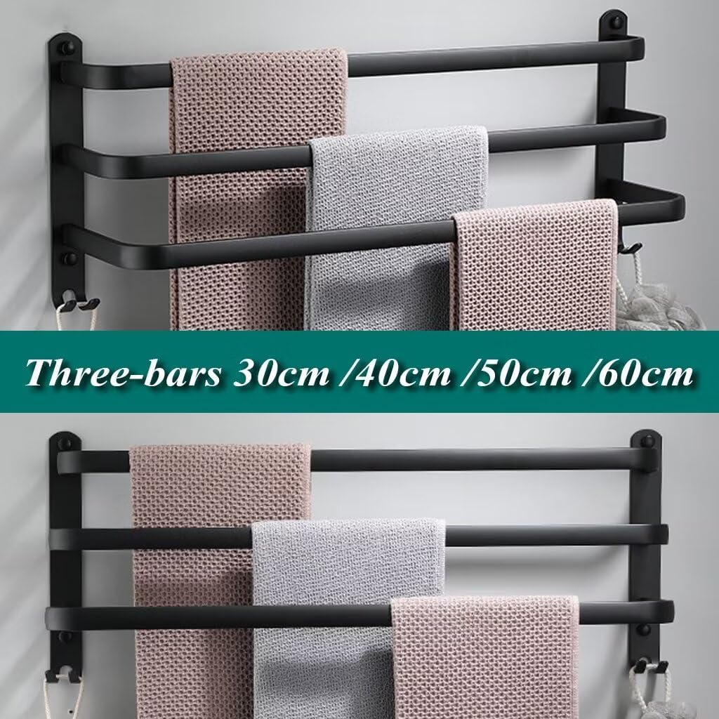 Handtuchhalter Ohne Bohren Schwarz Handtuchstange Wand zum Kleben für Bad Küche Badetuchhalter Alumi