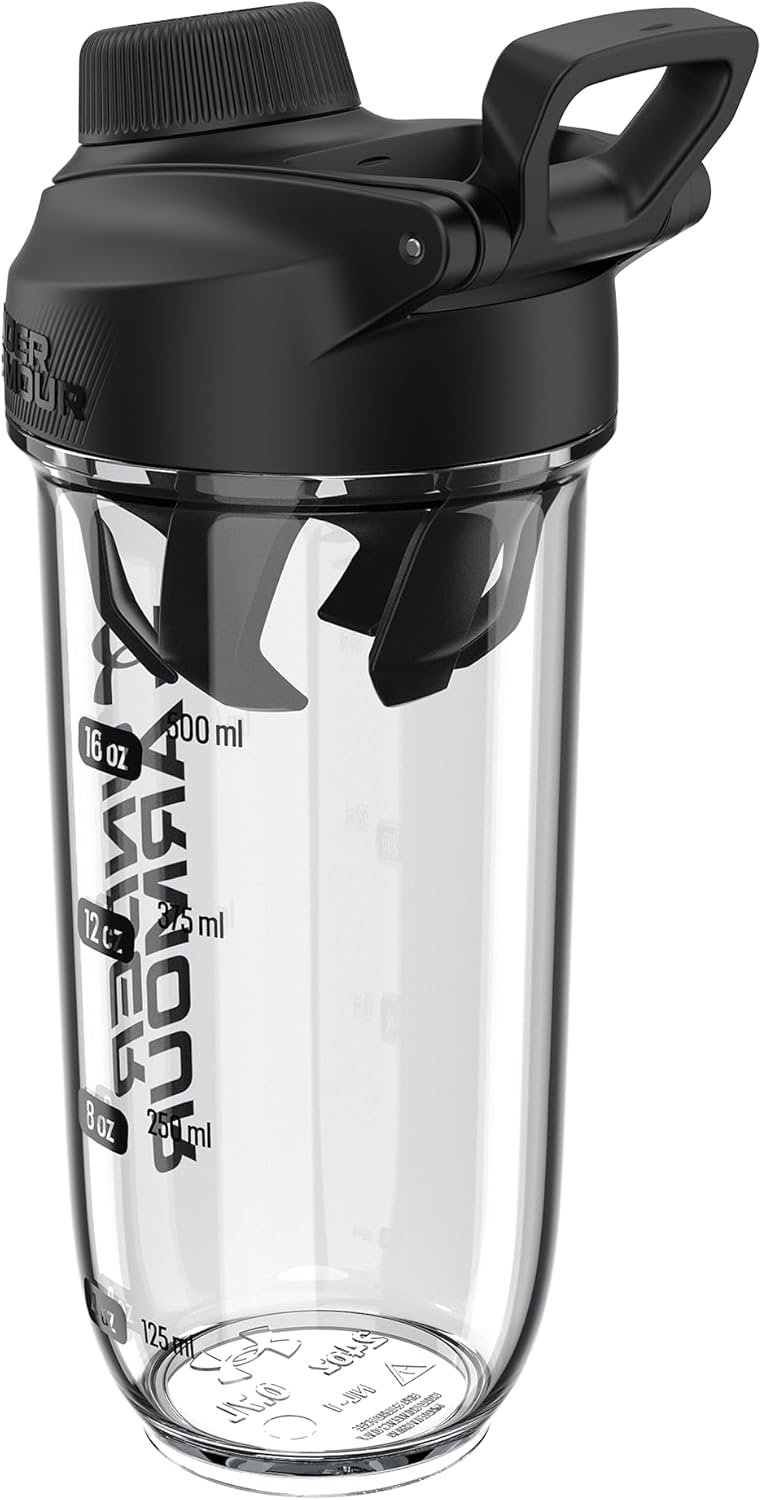 Under Armour UA Clarity Shaker-Flasche, 680 ml, transparent/schwarz, OSFA Durchsichtig / Schwarz, Du