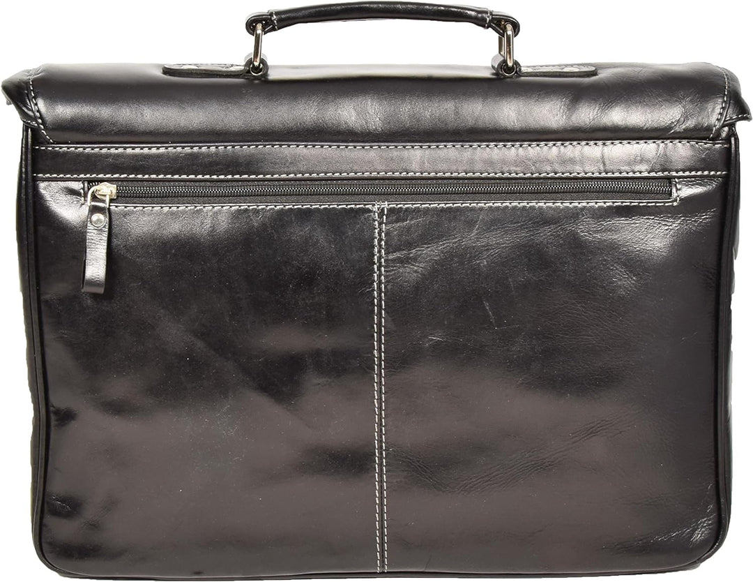 A1 FASHION GOODS Herren Echtes SCHWARZ Leder Aktenkoffer-Laptop Datei Fall Schulranzen Büro Business