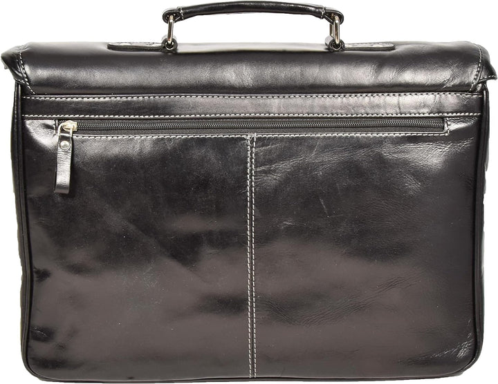 A1 FASHION GOODS Herren Echtes SCHWARZ Leder Aktenkoffer-Laptop Datei Fall Schulranzen Büro Business