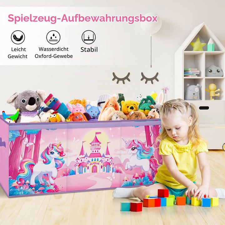 Extra Gross Aufbewahrungsbox mit Deckel Kinder, Zusammenklappbare Oxford-Spielzeugkiste mit Griff fü