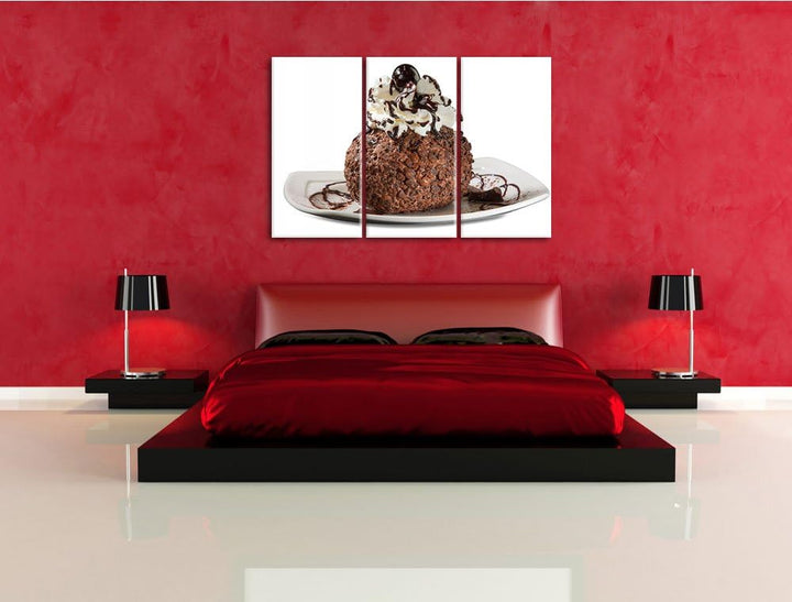 Super schokoladiges Eis als 3-Teiler Leinwandbild 120x80 Bild auf Leinwand, XXL riesige Bilder ferti