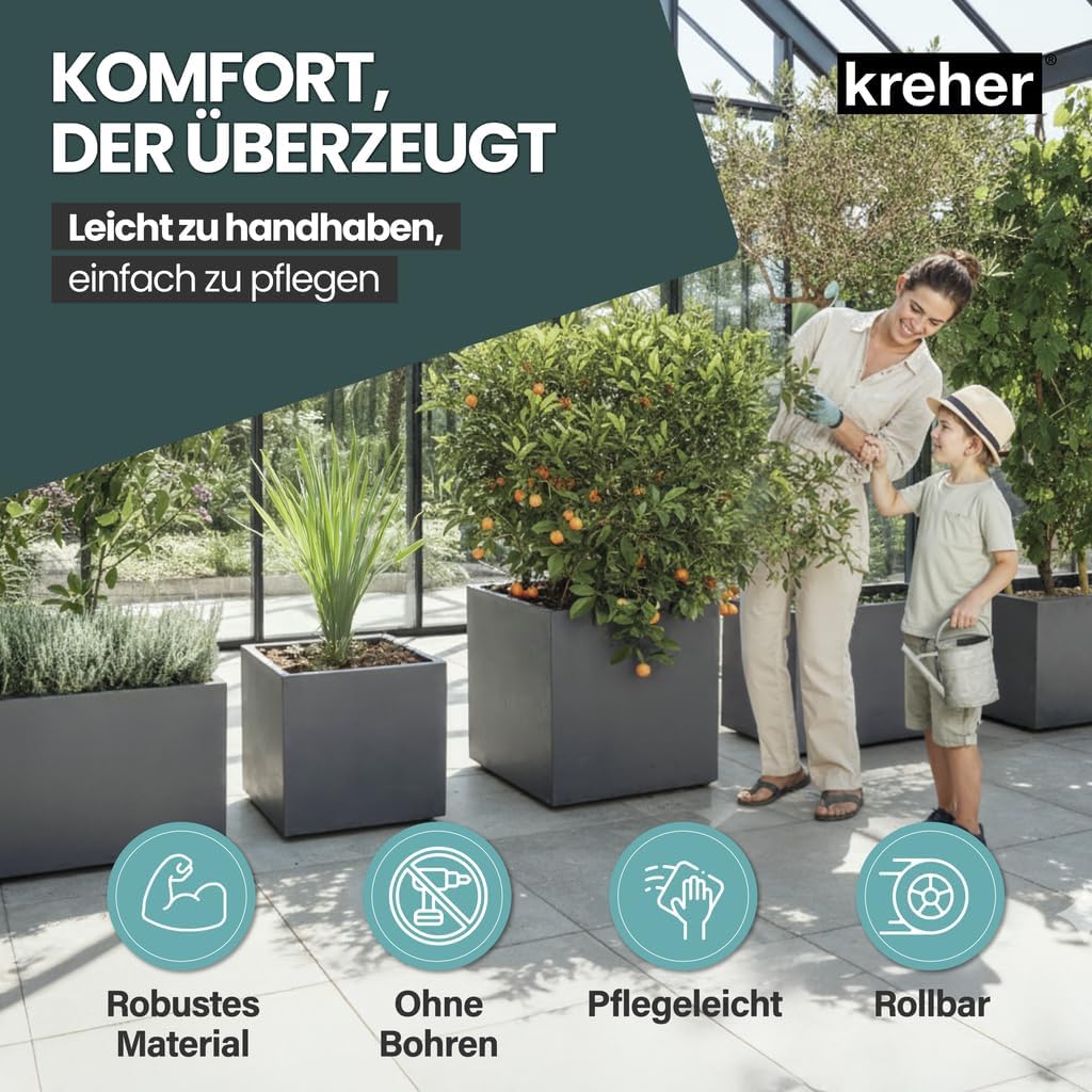 Kreher XL Pflanzkasten Millennium in verschiedenen Formaten und Farben. Tolle Naturstein Optik in Br