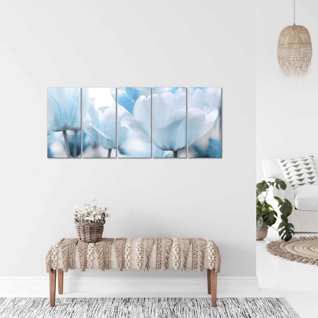 Runa Art Bild Blumen Tulpen Wandbilder auf Vlies Leinwand 5 Teilig Wanddekoration Wohnzimmer Schlafz