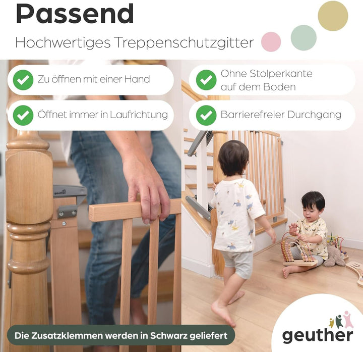 Geuther 2733+ ECO schwenkbares Treppenschutzgitter Passung: 67 cm - 107 cm TÜV/GS zertifiziert Türgi