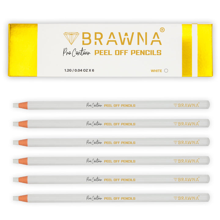 BRAWNA 6er Set Brow Pro Peel-Off Mapping Stifte Weiss – Präzise Augenbrauen &amp; Lippen Vorzeichnung –