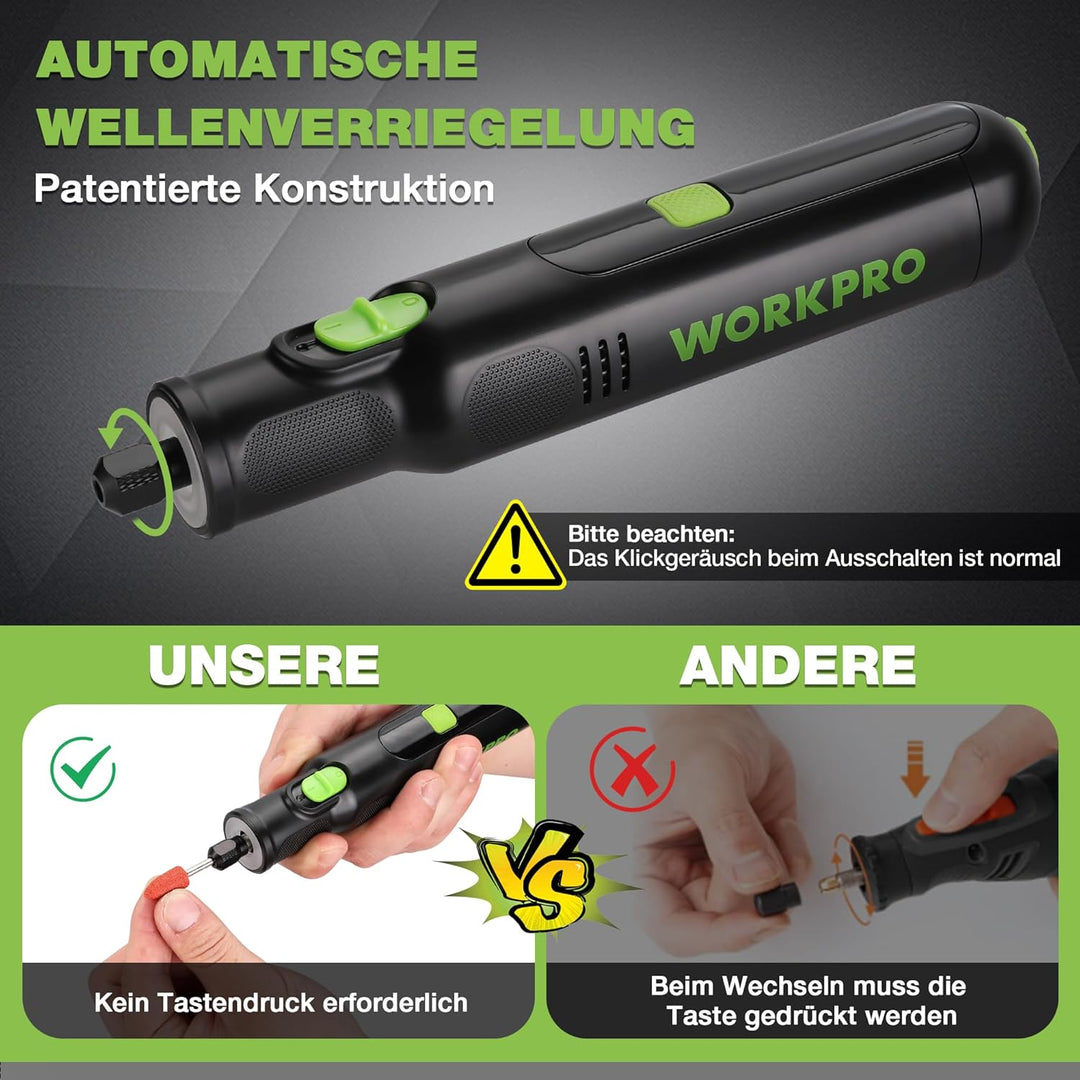 WORKPRO 7,2 V Kabellos Drehwerkzeug Set, Multifunktionswerkzeug mit 117 Zubehörteilen, mit 6 einstel