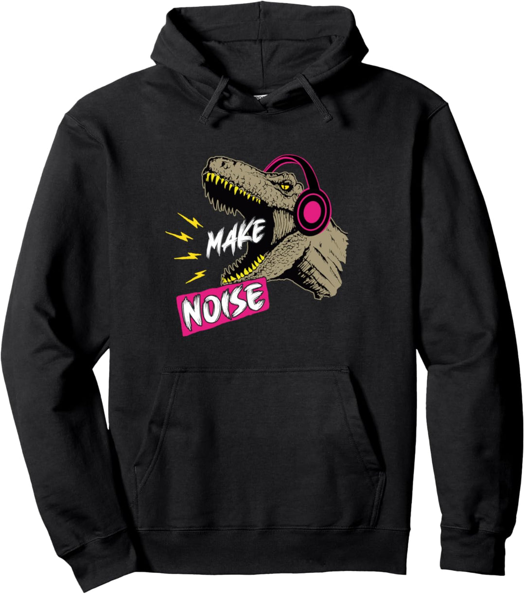 Trex mit Kopfhörer Bass Lärm Musik musikalischer Dino Pullover Hoodie